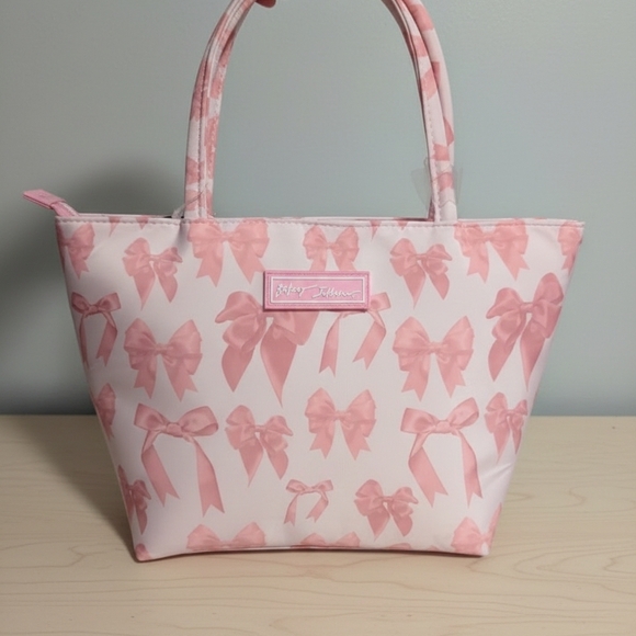 Betsey Johnson Handbags - Betsey Johnson Pink Ribbon Bow Insulated Satchel Lunch Tote Bag (NWT)